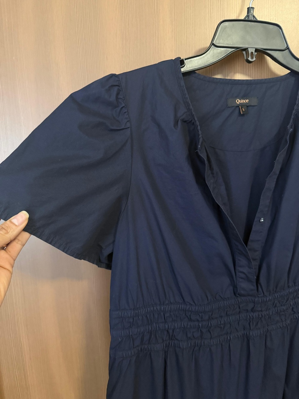 Quince- 100% Organic Cotton Poplin Tiered Maxi Dress Sz: L - Picture 8 of 11